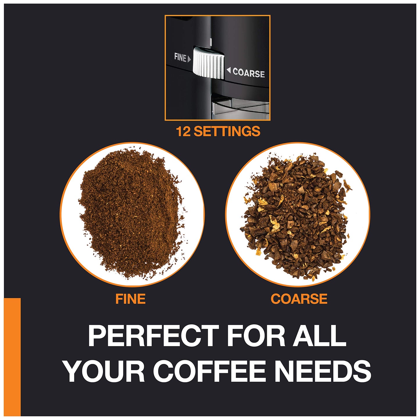 KRUPS Precision Flat Coffee Burr Grinder, 12-Grind fineness settings, Black