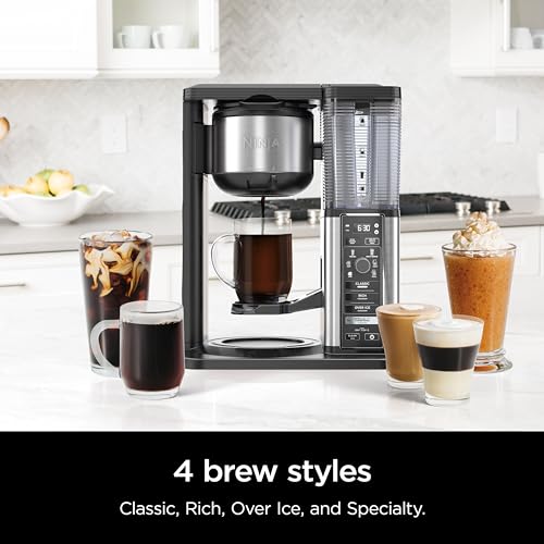 Ninja Hot & Iced XL Coffee Maker with Rapid Cold Brew, 4 Brew Styles, 8 Sizes Small Cup to Travel Mug, Single-Serve Coffee Brewer, 12-Cup Carafe, Permanent Filter, Removable Reservoir, Black, CM371