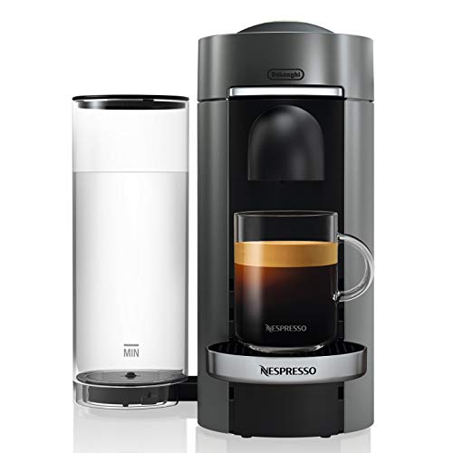 Nespresso Vertuo Plus Deluxe Coffee and Espresso Maker by De'Longhi, Titan with Aeroccino Milk Frother, 110 Volts