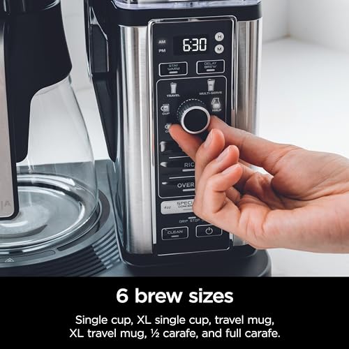 Ninja Hot & Iced XL Coffee Maker with Rapid Cold Brew, 4 Brew Styles, 8 Sizes Small Cup to Travel Mug, Single-Serve Coffee Brewer, 12-Cup Carafe, Permanent Filter, Removable Reservoir, Black, CM371