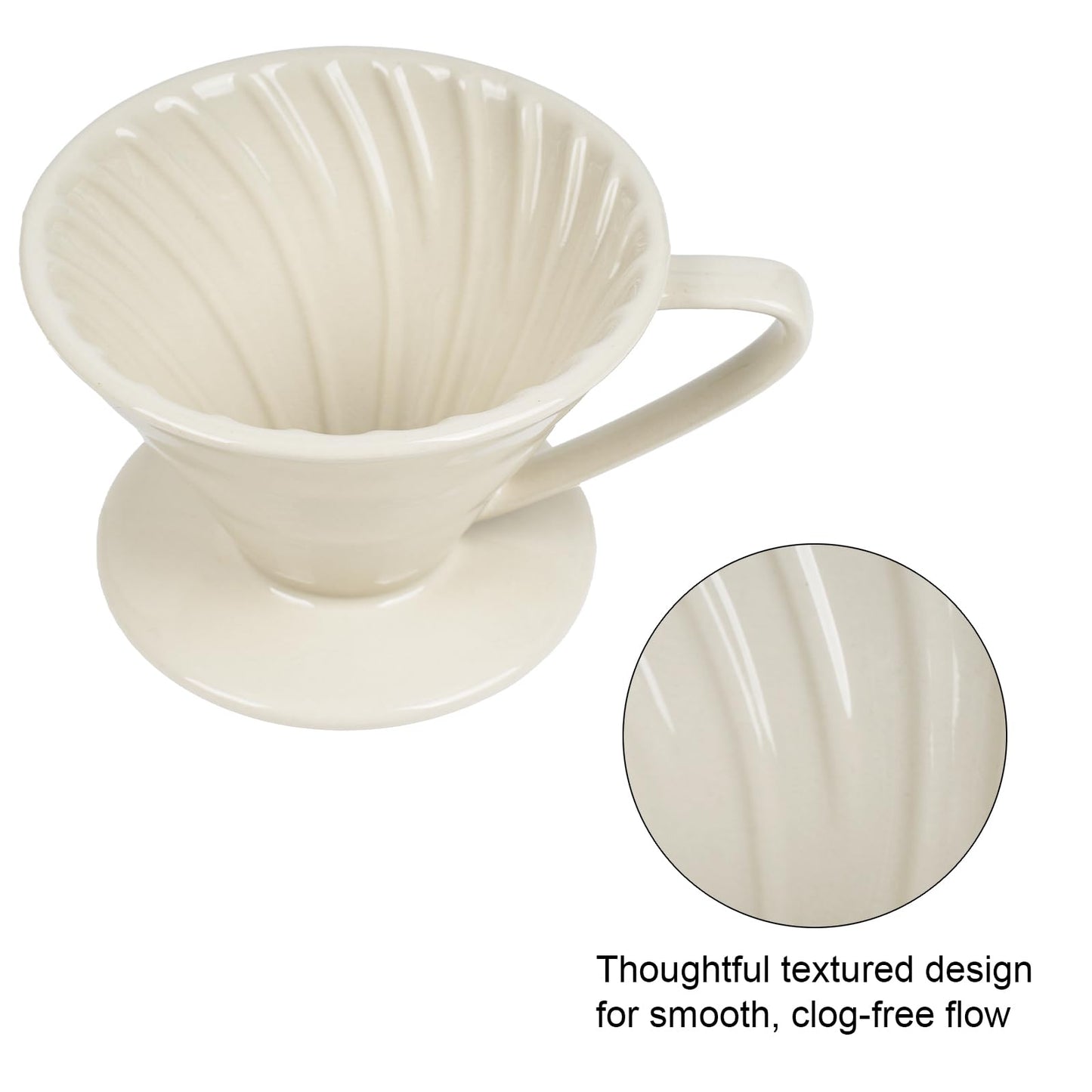 V60 Pour Over Coffee Dripper, Ceramic Pour Over Coffee Maker, Exquisite Porcelain Ceramic Manual Coffee Filter, Suitable for Pour Over Coffee in Office, Outdoor and Home Use