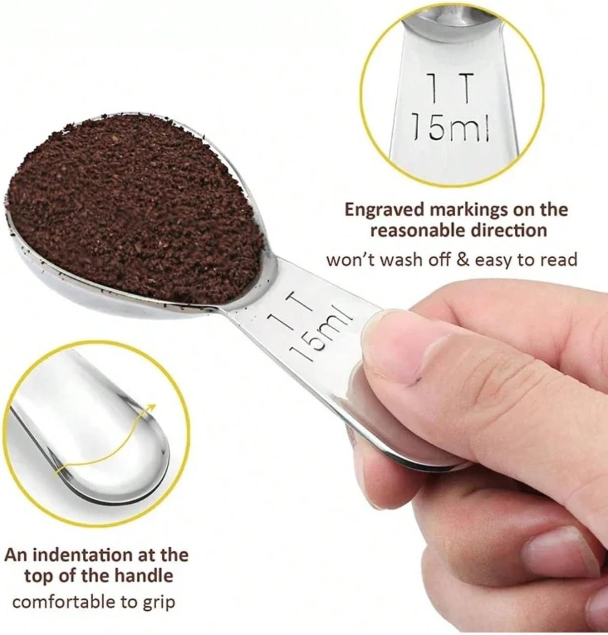 1pc 30Ml Stainless Steel Measuring Coffee Spoon With Scale Marks Is Used As A Measuring Tool For Coffee, Milk, Milk Powder And Oatmeal