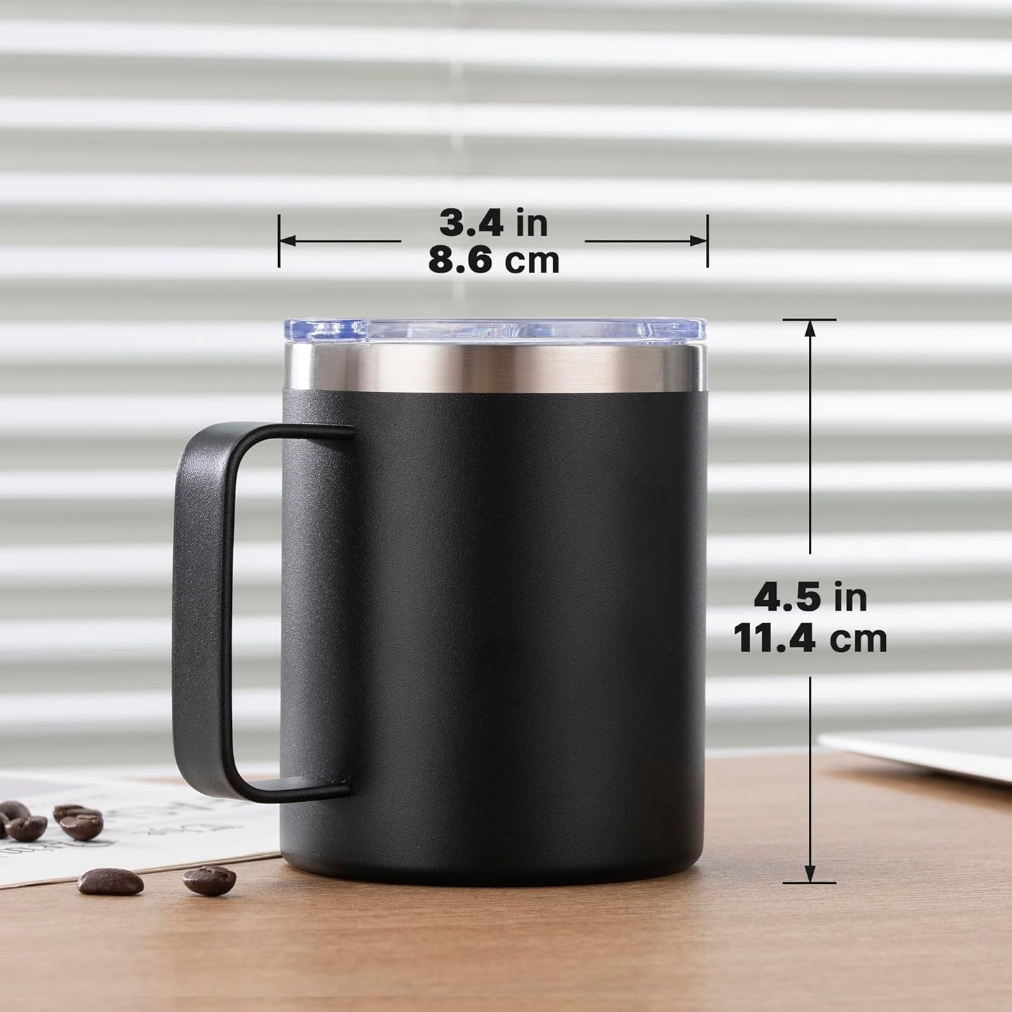 12 oz Insulated Stainless Steel Coffee Travel Mug with Handle and Lid for Coffee, Tea, hot Chocolate,Double Wall Vacuum Coffee Cup Keeps Coffee Hot (Purple)