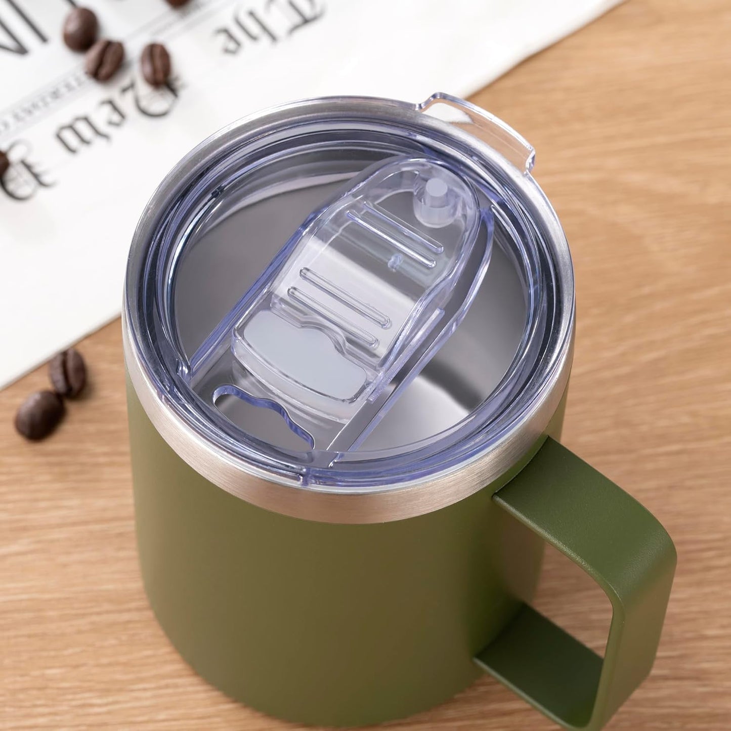 12 oz Insulated Stainless Steel Coffee Travel Mug with Handle and Lid for Coffee, Tea, hot Chocolate,Double Wall Vacuum Coffee Cup Keeps Coffee Hot (Purple)