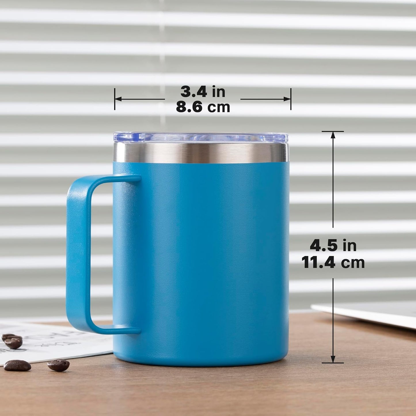 12 oz Insulated Stainless Steel Coffee Travel Mug with Handle and Lid for Coffee, Tea, hot Chocolate,Double Wall Vacuum Coffee Cup Keeps Coffee Hot (Purple)