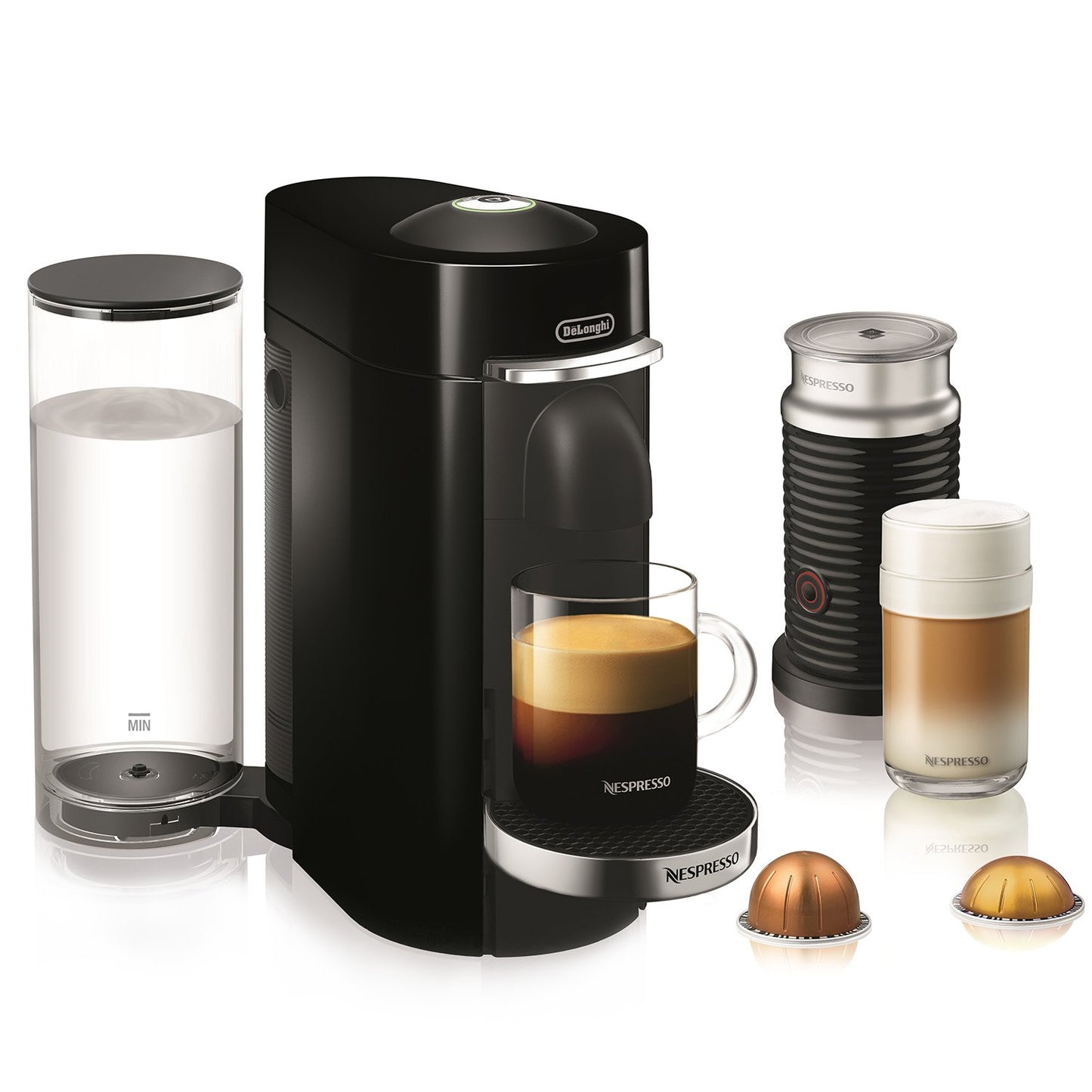 Nespresso Vertuo Plus Deluxe Coffee and Espresso Maker by De'Longhi, Titan with Aeroccino Milk Frother, 110 Volts