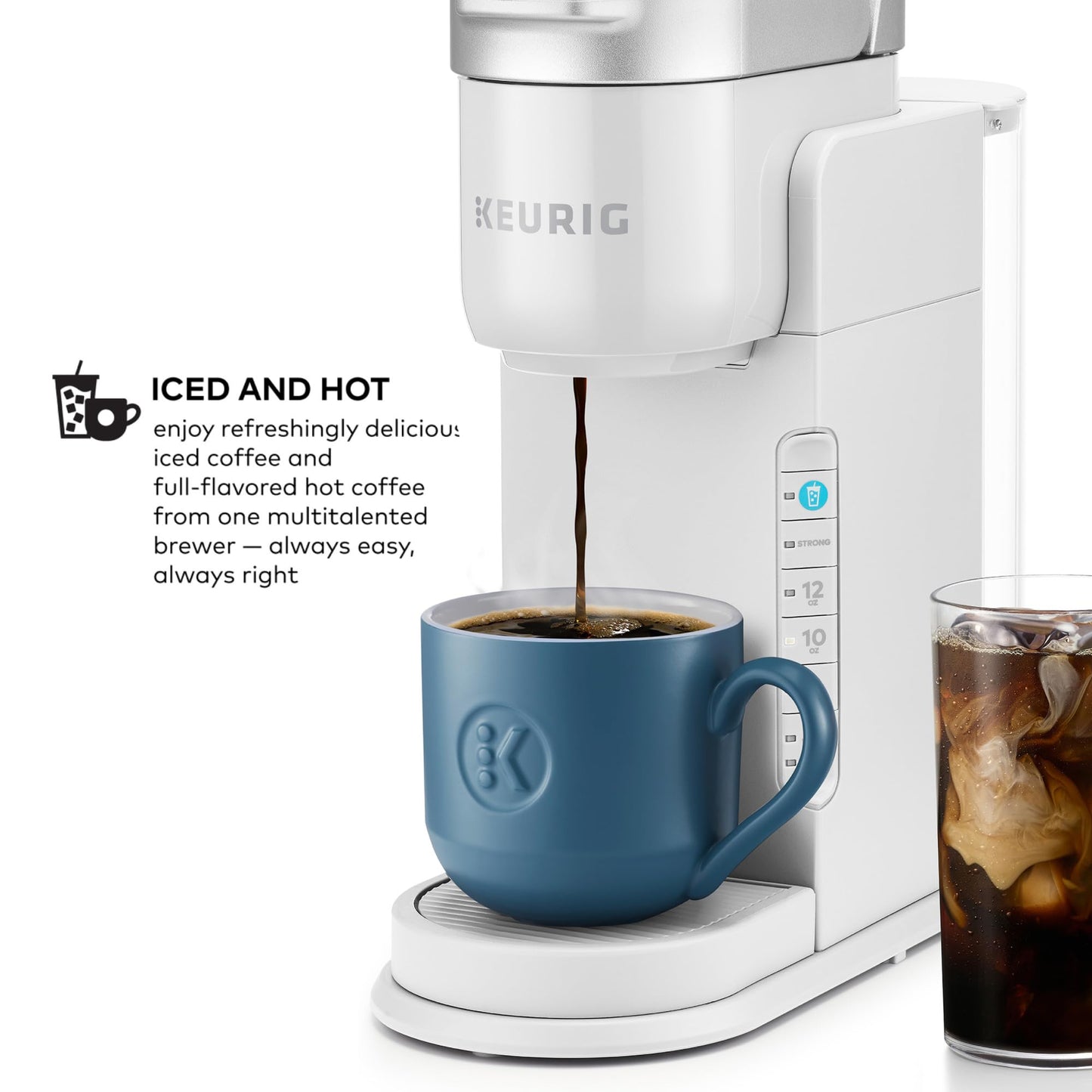 Keurig K-Iced Coffee Maker, Single Serve K-Cup Pod Iced Coffee Maker, With Hot and Cold Coffee Capabilities, Brews Any K-Cup Pod, White