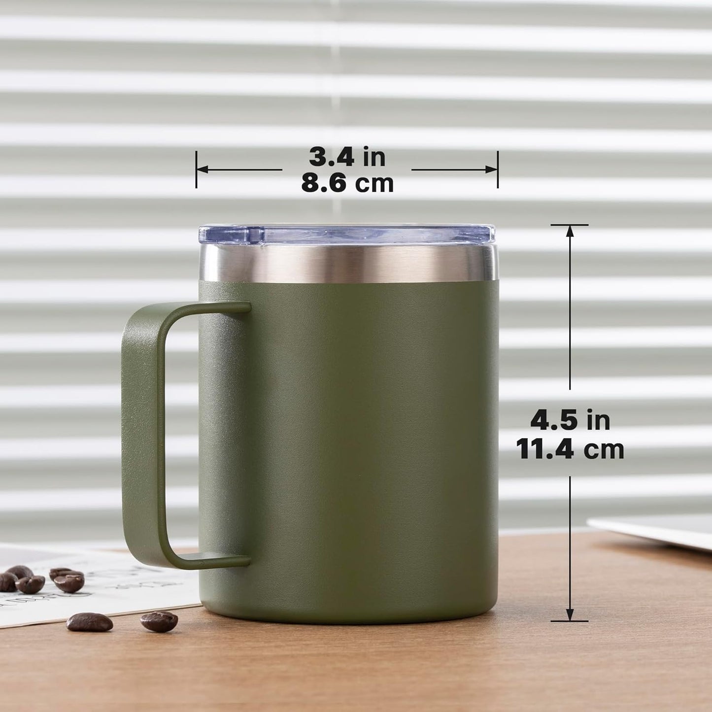 12 oz Insulated Stainless Steel Coffee Travel Mug with Handle and Lid for Coffee, Tea, hot Chocolate,Double Wall Vacuum Coffee Cup Keeps Coffee Hot (Purple)