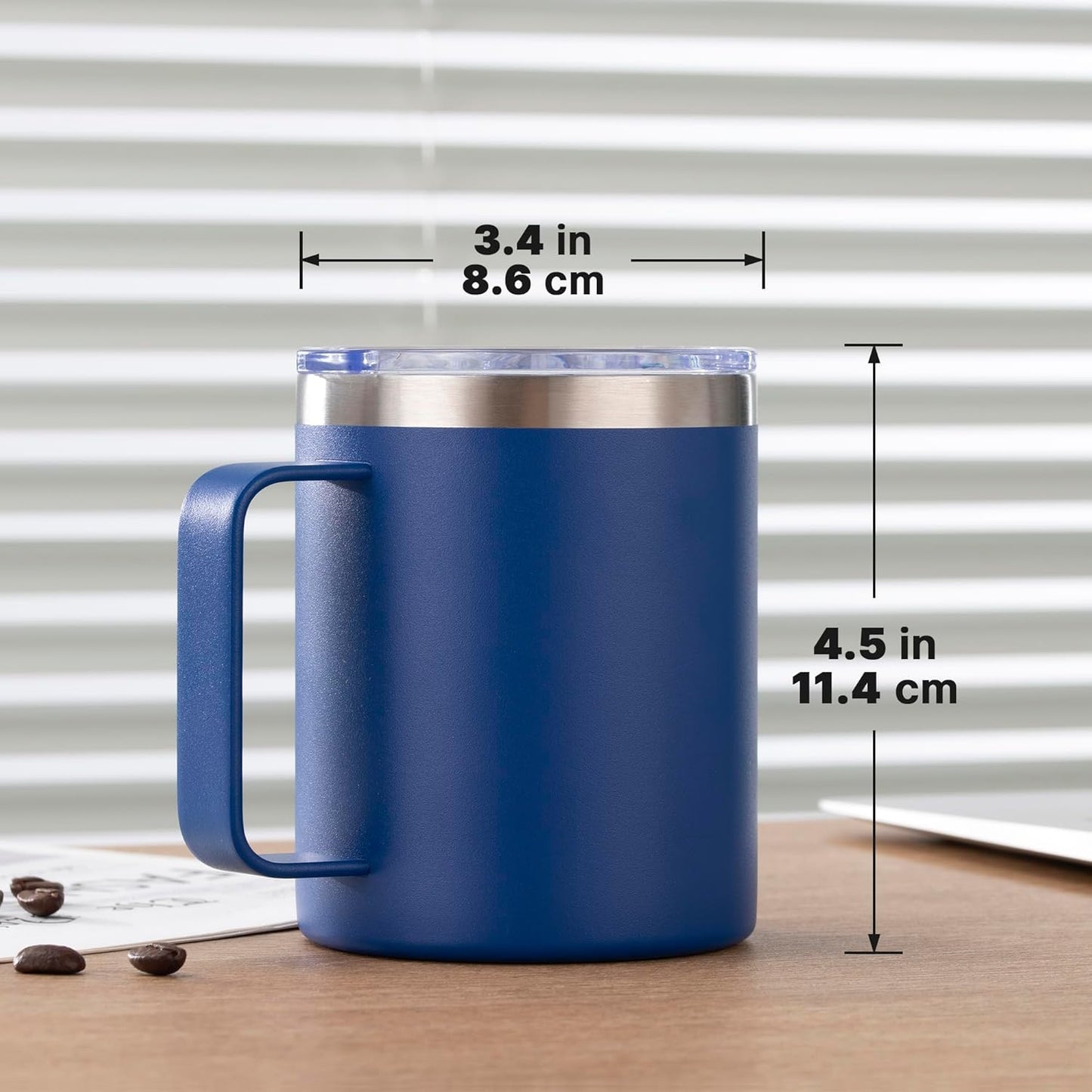 12 oz Insulated Stainless Steel Coffee Travel Mug with Handle and Lid for Coffee, Tea, hot Chocolate,Double Wall Vacuum Coffee Cup Keeps Coffee Hot (Purple)