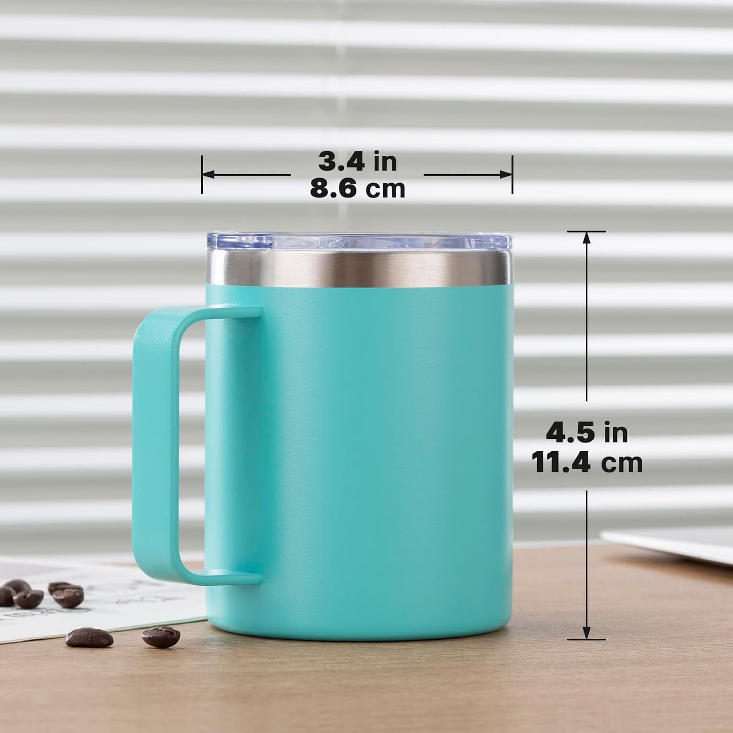 12 oz Insulated Stainless Steel Coffee Travel Mug with Handle and Lid for Coffee, Tea, hot Chocolate,Double Wall Vacuum Coffee Cup Keeps Coffee Hot (Purple)