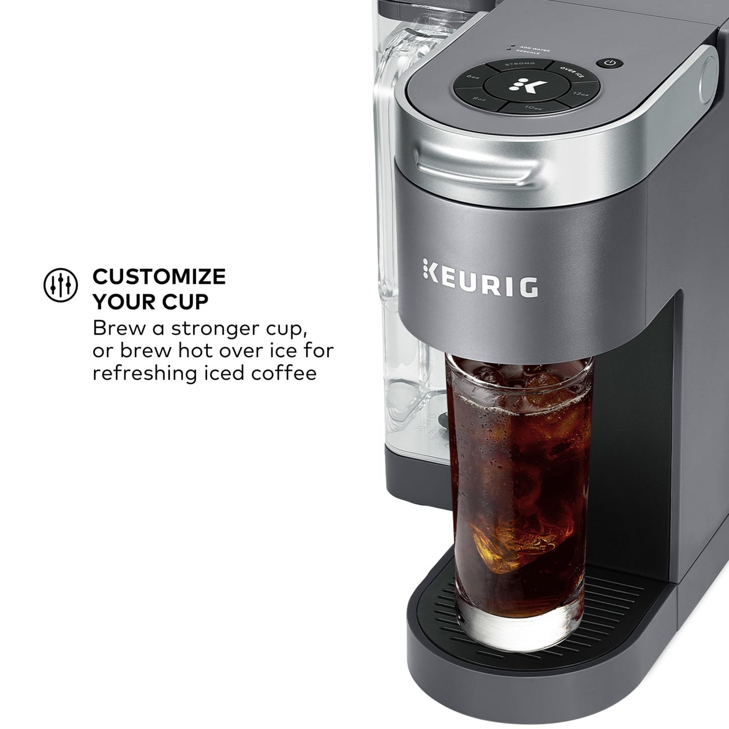 Keurig K-Supreme Single Serve K-Cup Pod Coffee Maker, MultiStream Technology, 4 Brew Sizes, 66oz Dual-Position Removable Reservoir, Gray