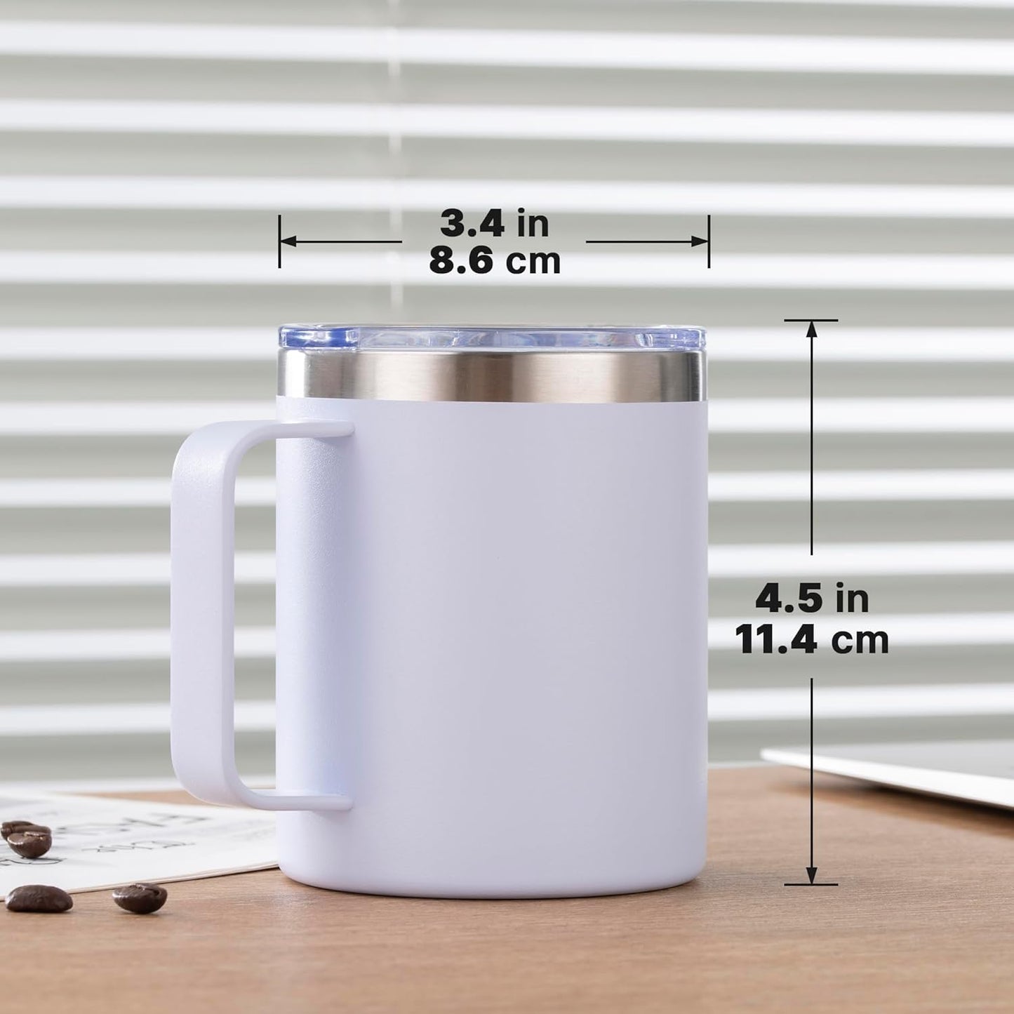 12 oz Insulated Stainless Steel Coffee Travel Mug with Handle and Lid for Coffee, Tea, hot Chocolate,Double Wall Vacuum Coffee Cup Keeps Coffee Hot (Purple)
