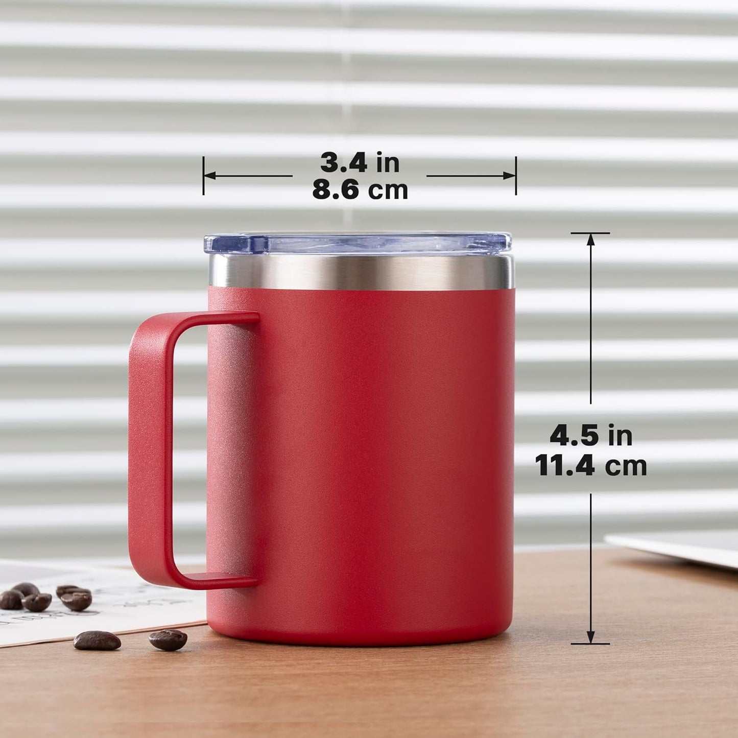 12 oz Insulated Stainless Steel Coffee Travel Mug with Handle and Lid for Coffee, Tea, hot Chocolate,Double Wall Vacuum Coffee Cup Keeps Coffee Hot (Purple)
