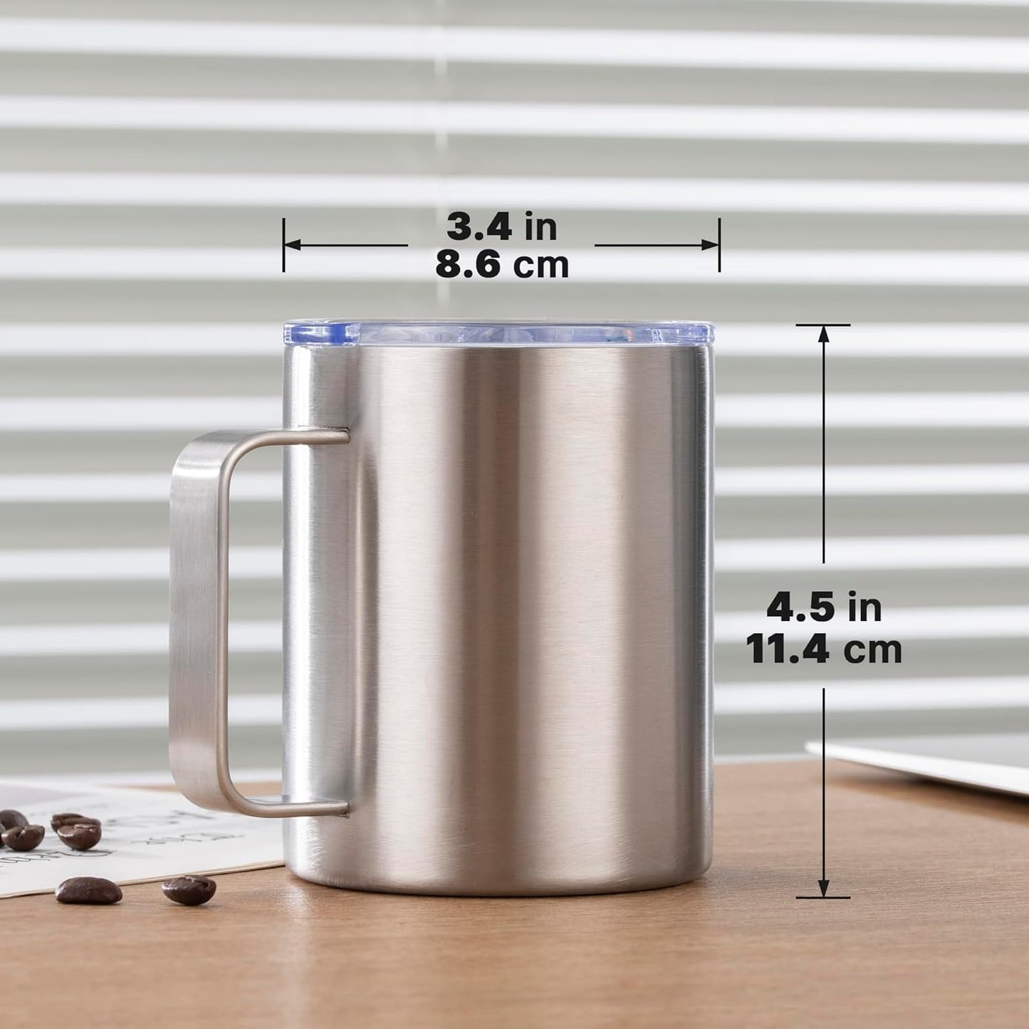 12 oz Insulated Stainless Steel Coffee Travel Mug with Handle and Lid for Coffee, Tea, hot Chocolate,Double Wall Vacuum Coffee Cup Keeps Coffee Hot (Purple)