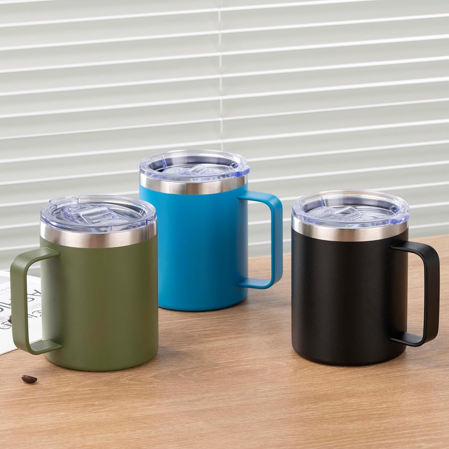 12 oz Insulated Stainless Steel Coffee Travel Mug with Handle and Lid for Coffee, Tea, hot Chocolate,Double Wall Vacuum Coffee Cup Keeps Coffee Hot (Purple)
